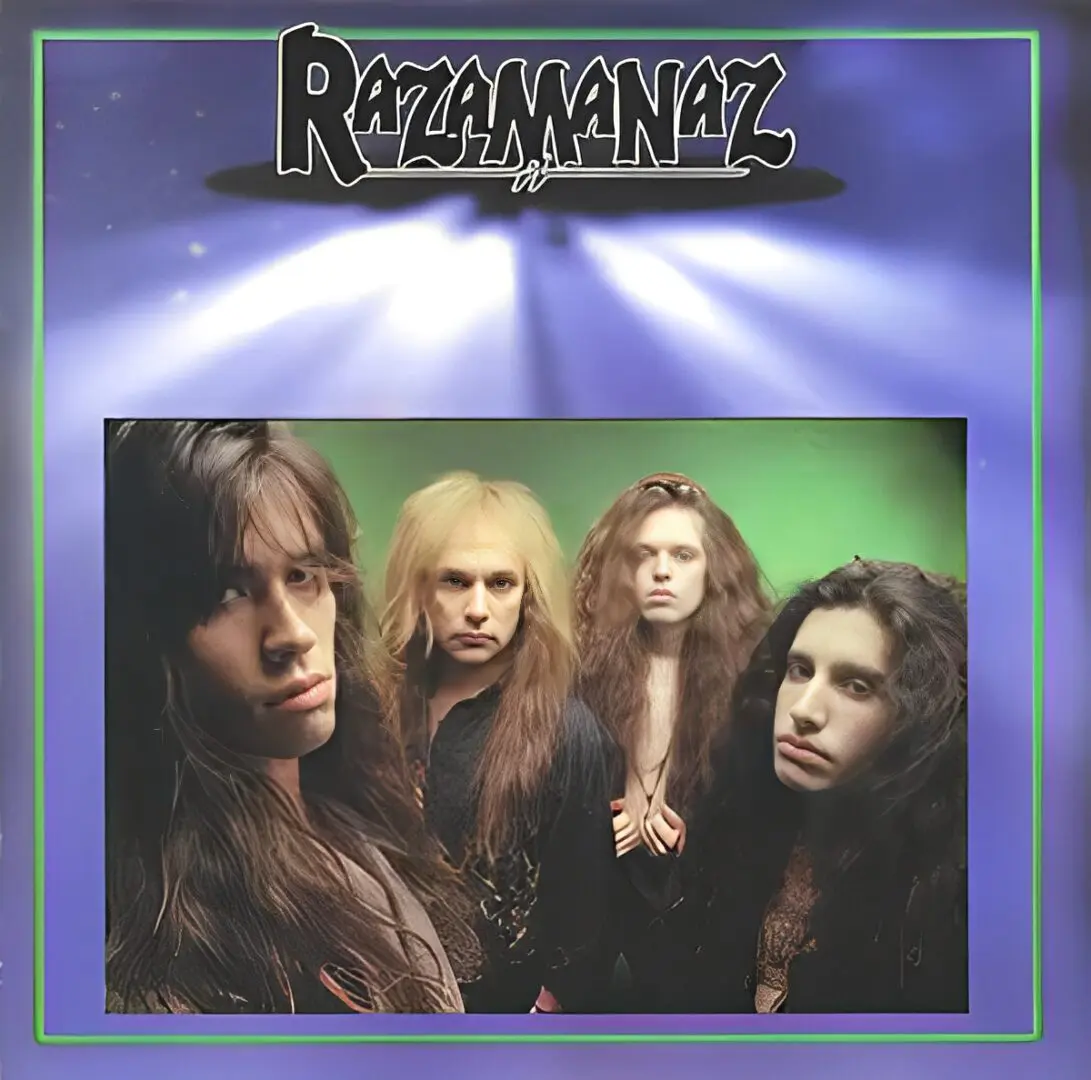Band members posing for an album cover.